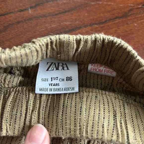 ZARA BOYS KIDS LINEN BLEND BAGGY PANTS NATURAL Striped Neutral COLOR - Picture 3 of 6